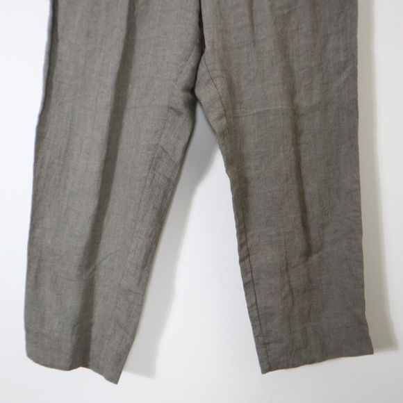 South Street Linen Size 2P High Rise Cropped Pants Tapered Leg Taupe Tan Brown - Picture 5 of 9
